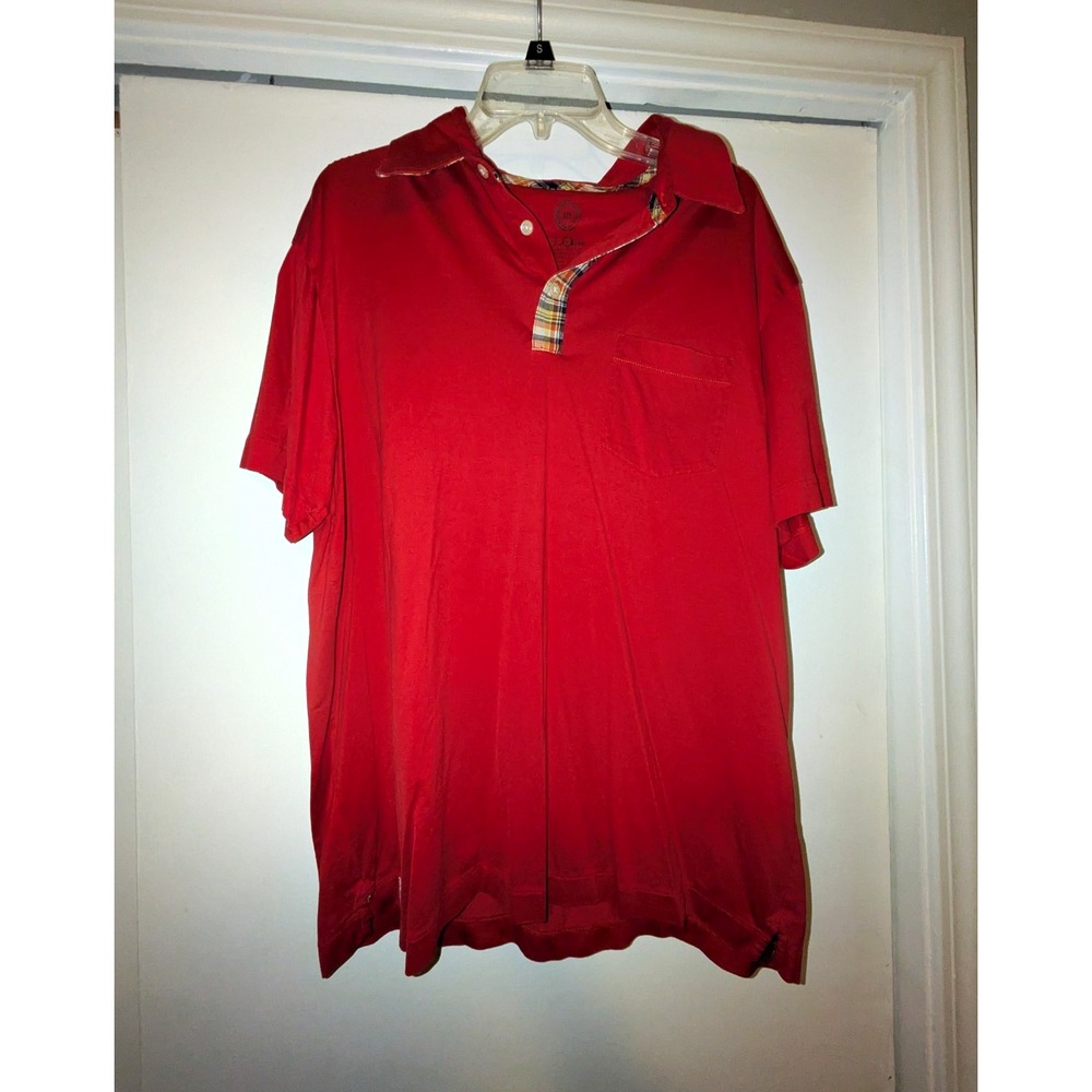 True Hero Men's Red Polo Shirt XL Regular 100% Cotton Short Sleeve Knit